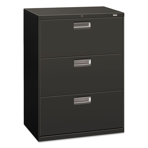 Picture of Brigade 600 Series Lateral File, 3 Legal/Letter-Size File Drawers, Charcoal, 30" x 18" x 39.13"