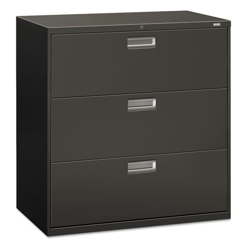 Picture of Brigade 600 Series Lateral File, 3 Legal/Letter-Size File Drawers, Charcoal, 42" x 18" x 39.13"