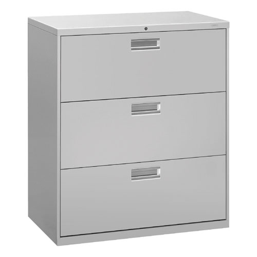 Picture of Brigade 600 Series Lateral File, 3 Legal/Letter-Size File Drawers, Light Gray, 36" x 18" x 39.13"