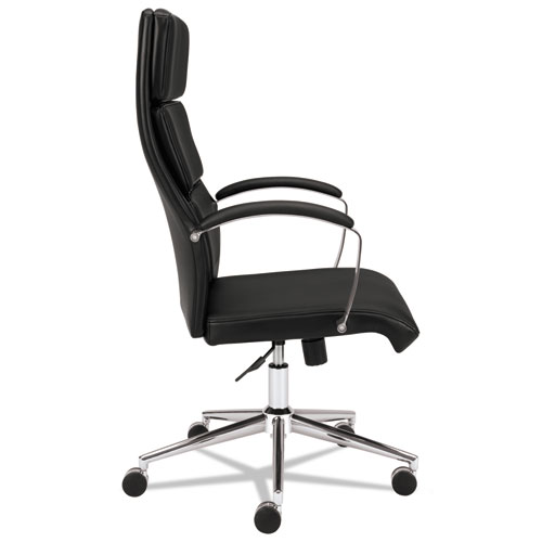 Picture of HVL105 Executive High-Back Leather Chair, Supports 250 lb, 17.5" to 20.25" Seat, Black Seat/Back, Polished Aluminum Base