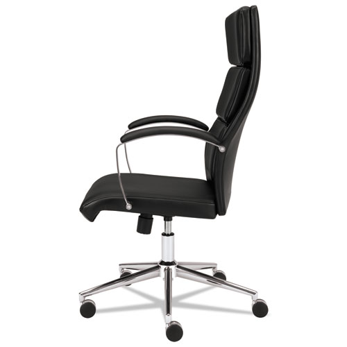 Picture of HVL105 Executive High-Back Leather Chair, Supports 250 lb, 17.5" to 20.25" Seat, Black Seat/Back, Polished Aluminum Base
