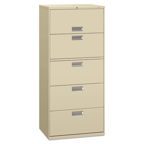 Picture of Brigade 600 Series Lateral File, 4 Legal/Letter-Size File Drawers, 1 File Shelf, 1 Post Shelf, Putty, 30" x 18" x 64.25"