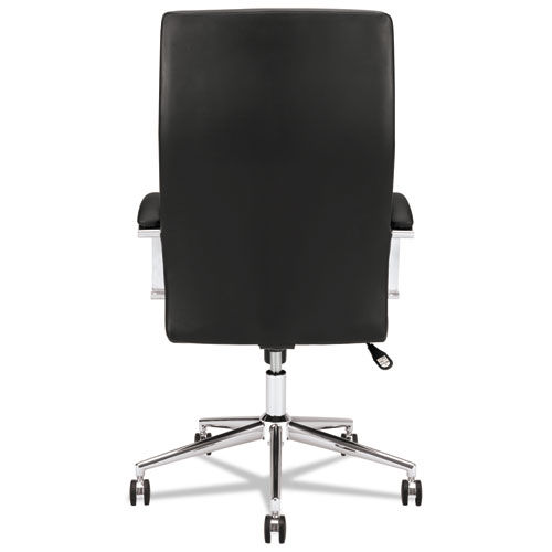 Picture of HVL105 Executive High-Back Leather Chair, Supports 250 lb, 17.5" to 20.25" Seat, Black Seat/Back, Polished Aluminum Base