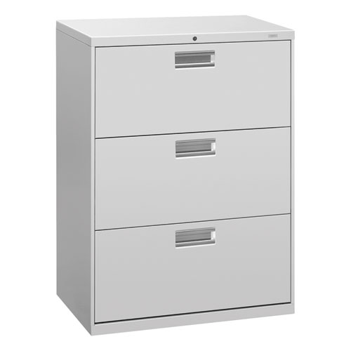 Picture of Brigade 600 Series Lateral File, 3 Legal/Letter-Size File Drawers, Light Gray, 30" x 18" x 39.13"