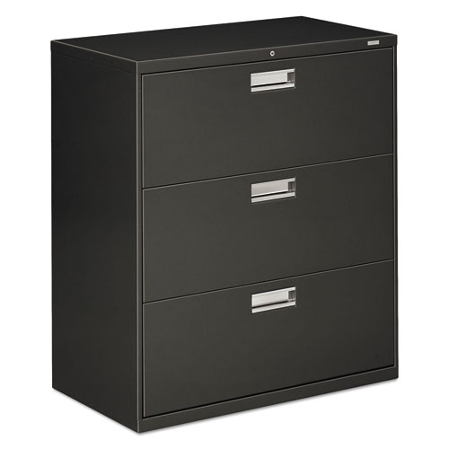 Picture of Brigade 600 Series Lateral File, 3 Legal/Letter-Size File Drawers, Charcoal, 36" x 18" x 39.13"