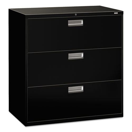 Picture of Brigade 600 Series Lateral File, 3 Legal/Letter-Size File Drawers, Black, 42" x 18" x 39.13"