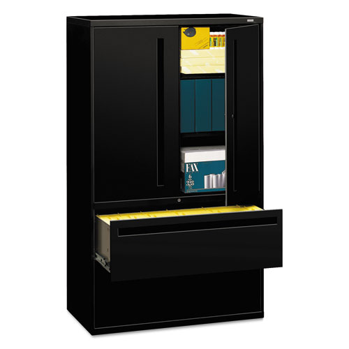 Picture of Brigade 700 Series Lateral File, Three-Shelf Enclosed Storage, 2 Legal/Letter-Size File Drawers, Black, 42" x 18" x 64.25"