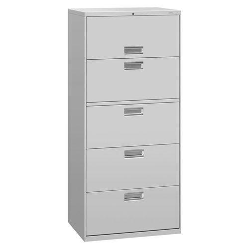 Picture of Brigade 600 Series Lateral File, 4 Legal/Letter-Size File Drawers, 1 File Shelf, 1 Post Shelf, Light Gray, 30" x 18" x 64.25"