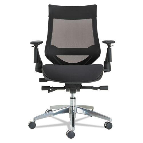 Picture of Alera EB-W Series Pivot Arm Multifunction Mesh Chair, Supports 275 lb, 18.62" to 22.32" Seat, Black Seat/Back, Aluminum Base
