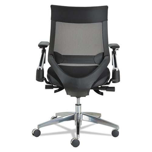 Picture of Alera EB-W Series Pivot Arm Multifunction Mesh Chair, Supports 275 lb, 18.62" to 22.32" Seat, Black Seat/Back, Aluminum Base