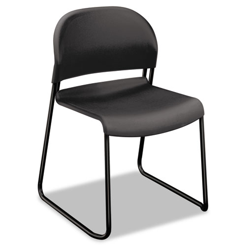 Picture of GuestStacker High Density Chairs, Supports Up to 300 lb, 17.5" Seat Height, Lava Seat, Lava Back, Black Base, 4/Carton