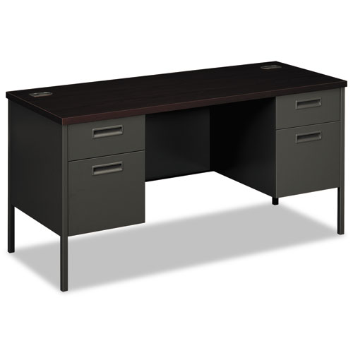 Picture of Metro Series Kneespace Credenza, 60w x 24d x 29.5h, Mahogany/Charcoal