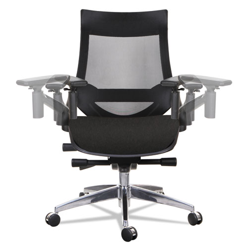 Picture of Alera EB-W Series Pivot Arm Multifunction Mesh Chair, Supports 275 lb, 18.62" to 22.32" Seat, Black Seat/Back, Aluminum Base