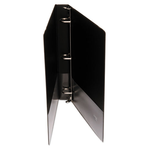 Picture of Deluxe Non-View D-Ring Binder with Label Holder, 3 Rings, 1" Capacity, 11 x 8.5, Black