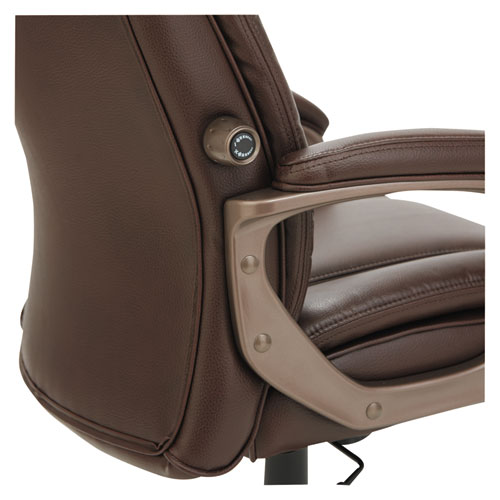 Picture of Alera Veon Series Executive High-Back Bonded Leather Chair, Supports Up to 275 lb, Brown Seat/Back, Bronze Base