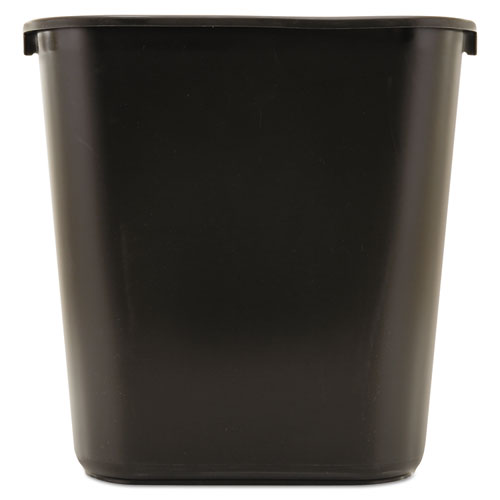 Picture of Deskside Plastic Wastebasket, 7 gal, Plastic, Black