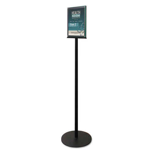 Picture of Double-Sided Magnetic Sign Display, 8.5 x 11 Insert, 56" Tall, Clear/Black
