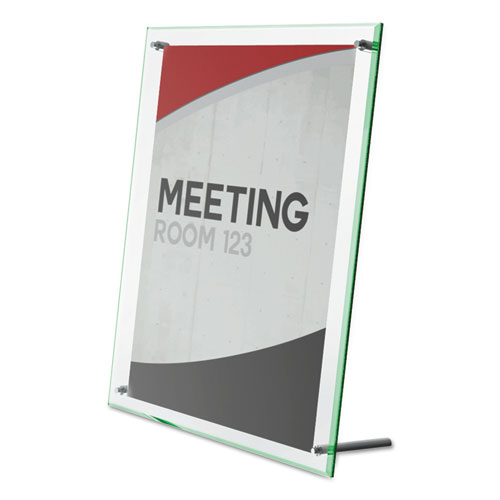 Picture of Superior Image Beveled Edge Sign Holder, Letter Insert, Clear/Green-Tinted Edges