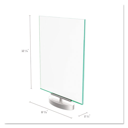 Picture of Superior Image Swivel Sign Holder w/Green Edge, 8.5 x 11 Insert, Silver Base