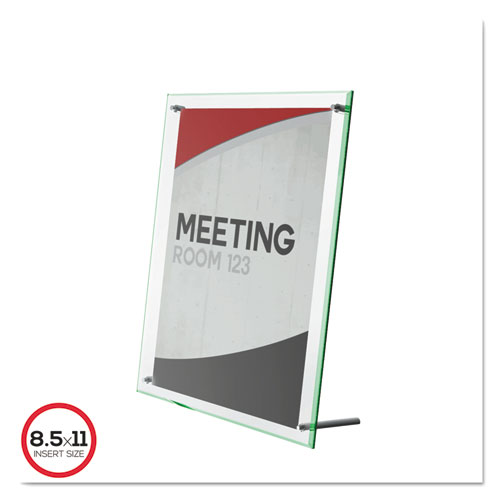 Picture of Superior Image Beveled Edge Sign Holder, Letter Insert, Clear/Green-Tinted Edges