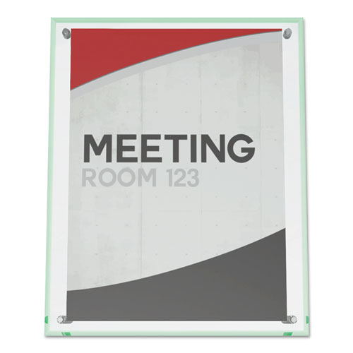 Picture of Superior Image Beveled Edge Sign Holder, Letter Insert, Clear/Green-Tinted Edges