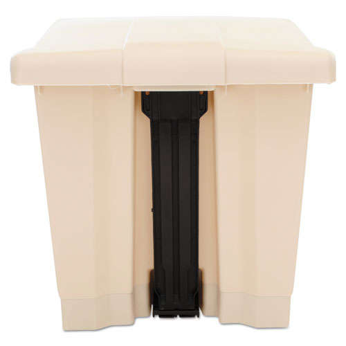 Picture of Indoor Utility Step-On Waste Container, 8 gal, Plastic, Beige