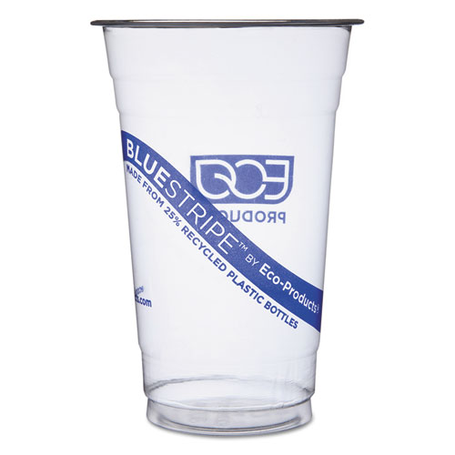 Picture of BlueStripe 25% Recycled Content Cold Cups, 20 oz, Clear/Blue, 1000/Carton