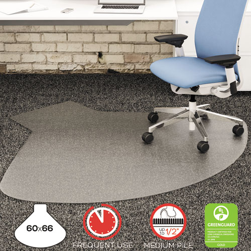 Picture of SuperMat Frequent Use Chair Mat, Medium Pile Carpet, 60 x 66, Workstation, Clear