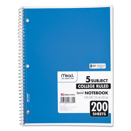 Spiral+Notebook%2C+5-Subject%2C+Medium%2FCollege+Rule%2C+Randomly+Assorted+Cover+Color%2C+%28200%29+11+x+8+Sheets