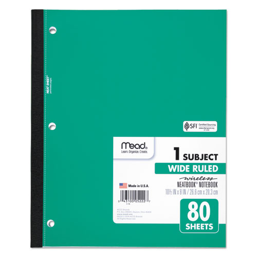 Picture of Wireless Neatbook Notebook, 1-Subject, Wide/Legal Rule, Randomly Assorted Cover Color, (80) 10.5 x 8 Sheets