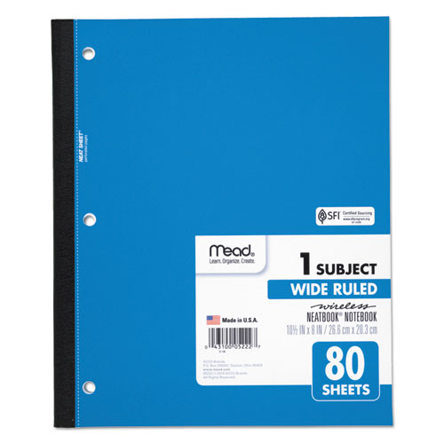 Picture of Wireless Neatbook Notebook, 1-Subject, Wide/Legal Rule, Randomly Assorted Cover Color, (80) 10.5 x 8 Sheets