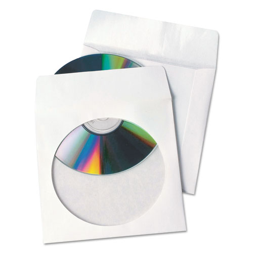 Picture of Tech-No-Tear Poly/Paper CD/DVD Sleeves, 1 Disc Capacity, White, 100/Box