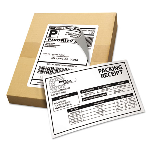 Picture of Shipping Labels with Paper Receipt and TrueBlock Technology, Inkjet/Laser Printers, 5.06 x 7.63, White, 50/Pack