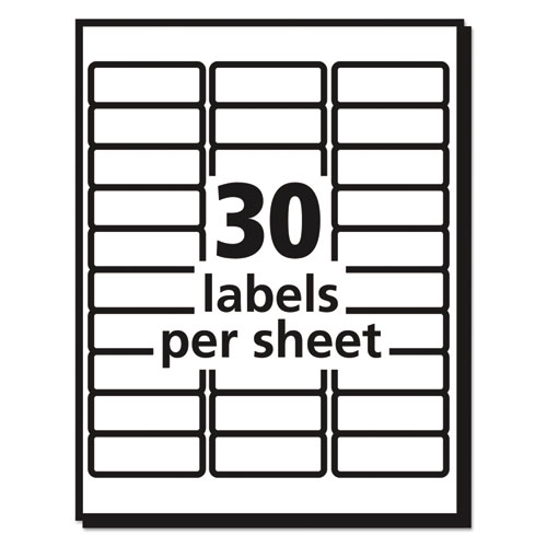 Picture of Matte Clear Easy Peel Mailing Labels w/ Sure Feed Technology, Laser Printers, 1 x 2.63, Clear, 30/Sheet, 50 Sheets/Box