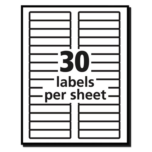 Picture of Permanent TrueBlock File Folder Labels with Sure Feed Technology, 0.66 x 3.44, White, 30/Sheet, 25 Sheets/Pack