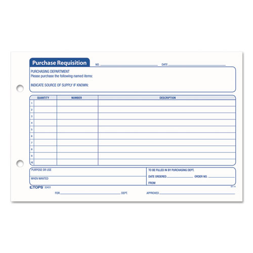 Picture of Purchase Requisition Pad, One-Part (No Copies), 5.5 x 8.5, 100 Forms/Pad, 2 Pads/Pack