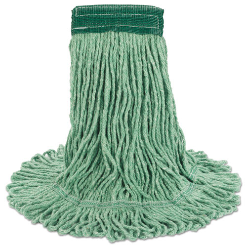 Picture of Super Loop Wet Mop Head, Cotton/Synthetic Fiber, 5" Headband, Medium Size, Green, 12/Carton