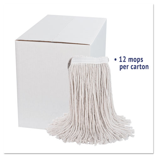 Picture of Premium Cut-End Wet Mop Heads, Cotton, 24oz, White, 12/Carton