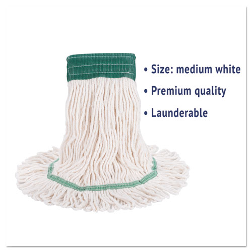 Picture of Super Loop Wet Mop Head, Cotton/Synthetic Fiber, 5" Headband, Medium Size, White, 12/Carton