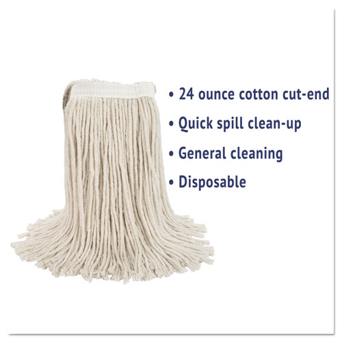 Picture of Premium Cut-End Wet Mop Heads, Cotton, 24oz, White, 12/Carton