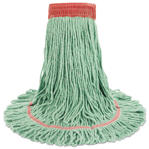 Picture of Super Loop Wet Mop Head, Cotton/Synthetic Fiber, 5" Headband, Large Size, Green, 12/Carton