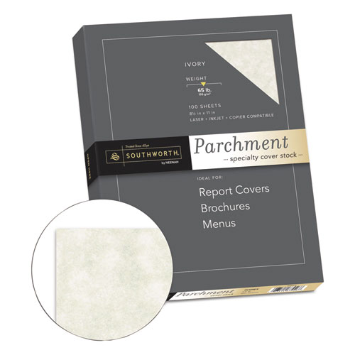 Parchment+Specialty+Paper%2C+65+lb+Cover+Weight%2C+8.5+x+11%2C+Ivory%2C+100%2FBox