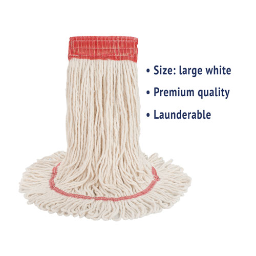 Picture of Super Loop Wet Mop Head, Cotton/Synthetic Fiber, 5" Headband, Large Size, White, 12/Carton