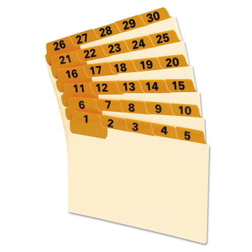 Picture of Manila Index Card Guides with Laminated Tabs, 1/5-Cut Top Tab, 1 to 31, 3 x 5, Manila, 31/Set