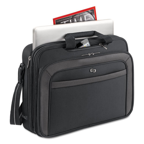 Picture of Pro CheckFast Briefcase, Fits Devices Up to 17.3", Polyester, 17 x 5.5 x 13.75, Black