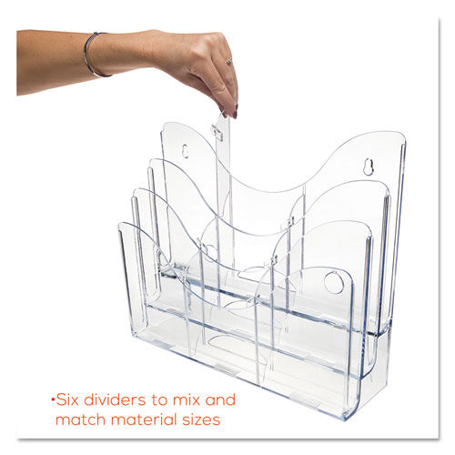 Picture of 3-Tier Document Organizer w/6 Removable Dividers, 14w x 3.5d x 11.5h, Clear