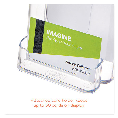 Picture of DocuHolder for Countertop/Wall-Mount w/Card Holder, 4.38w x 4.25d x 7.75h, Clear