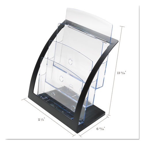 Picture of 3-Tier Literature Holder, Leaflet Size, 11.25w x 6.94d x 13.31h, Black