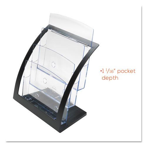 Picture of 3-Tier Literature Holder, Leaflet Size, 11.25w x 6.94d x 13.31h, Black