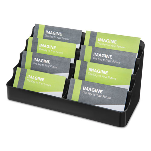 Picture of 8-Tier Recycled Business Card Holder, Holds 400 Cards, 7.88 x 3.88 x 3.38, Plastic, Black